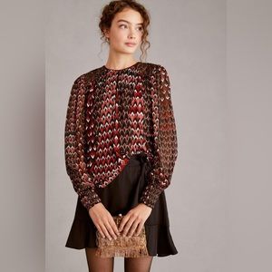 ✨ Anthropologie Sequin Embellished Blouse Sz SP